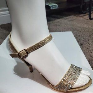 L Lorraine Rose Gold Rhinestone Crystal Sandals